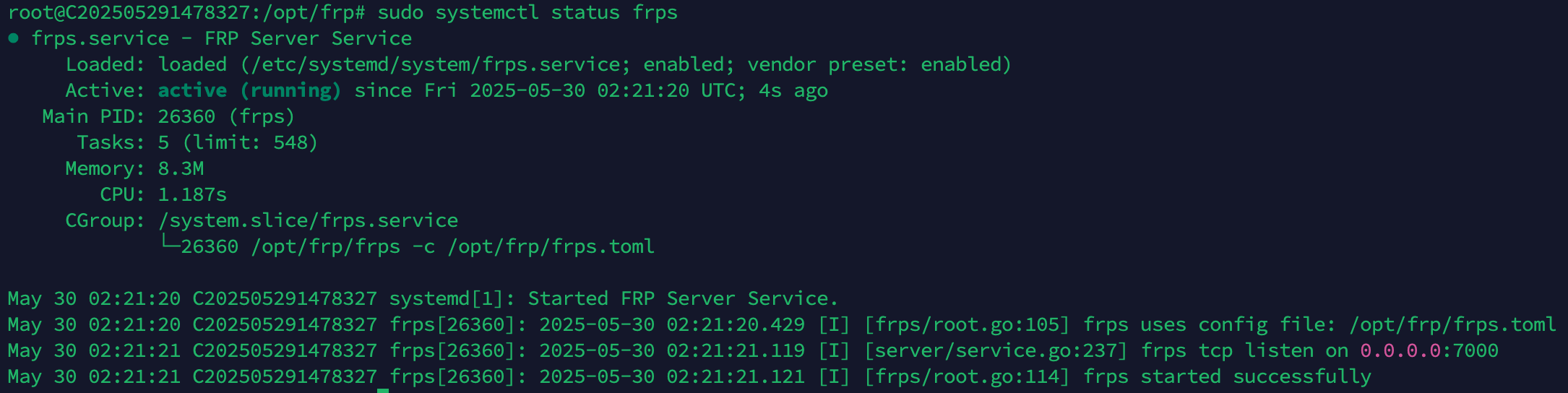 systemd Frps服务状态